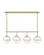 Hollis Heritage Brass 4-Light LED Linear Chandelier with Etched Opal Glass