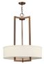 Brushed Bronze Drum Pendant Light with Off-White Linen Shade