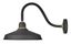 Textured Black 1-Light Outdoor Gooseneck Barn Sconce with Brass Details