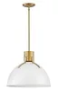 Polished White 20" LED Pendant with Lacquered Brass Detail