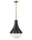 Oliver Heritage Brass and Black Transitional Pendant Light with Etched Opal Glass