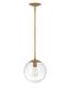 Heritage Brass Clear Globe Pendant Light with Adjustable Height