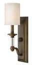 Elegant English Bronze Dimmable Wall Sconce with Ivory Fabric Shade