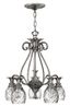 Elegant Polished Antique Nickel 5-Light Chandelier with Clear Crystal Pineapple Shades