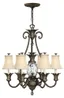 Pearl Bronze 7-Light Chandelier with Ivory Silk Shades