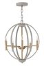 Euclid 6-Light Transitional-Modern Brass and Cement Gray Chandelier