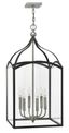 Elegant Aged Zinc 6-Light Foyer Pendant with Clear Glass