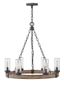 Sequoia Finish Rustic 6-Light LED Outdoor Chandelier with Clear Seedy Glass