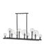 Black Steel and Clear Glass 10-Light Linear Chandelier