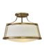 Charlotte Brushed Caramel 20" Etched Opal Glass Semi-Flush Ceiling Light