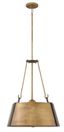 Rustic Brass 3-Light Drum Pendant with Steel Finish