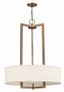 Brushed Bronze 3-Light Drum Pendant with Linen Shade