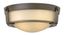 Olde Bronze 2-Light Flush Mount with Etched Amber Glass