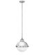 Polished Nickel Dual-Light Pendant with Etched Opal Glass Shade