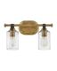 Halstead Heritage Brass 2-Light Vanity with Clear Glass Shades