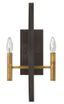 Euclid 2-Light Spanish Bronze and Brass Wall Sconce