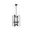 Adjustable Height Black Metal 4-Light Indoor/Outdoor Pendant