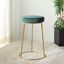 Malachite Green Velvet & Gold 23" Round Counter Stool