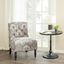 Taupe Floral Handcrafted Wood Armless Accent Chair