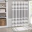 Grey and White Waffle Weave Fabric Shower Curtain