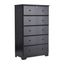 Isabela Mid-Century Black Solid Pine 5-Drawer Vertical Chest