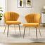 Mustard Velvet Upholstered Side Chair with Gold Metal Legs, Set of 2