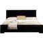 Elegant Black Wood Full Platform Bed with Upholstered Headboard
