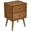 Maple Brown Mid-Century Modern 2-Drawer Wood Nightstand