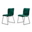 Emerald Green Velvet Upholstered Dining Chairs with Metal Legs - Set of 2