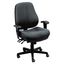 Luxury Black Leather and Fabric Swivel Office Chair with Fixed Arms