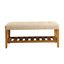 Beige and Oak Upholstered Bench with Storage Shelf