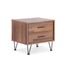 V-Shape Black Metal & Walnut Finish 2-Drawer Nightstand