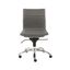 Amelia Light Gray Faux Leather Armless Bungee Office Chair with Metal Base