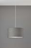 Rustic Textured Grey Drum Pendant with Swag Cord, 15 x 15 x 8 in.