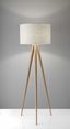 Rustic Natural Wood Grain 60'' Tripod Floor Lamp with Off-White Shade