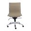 Taupe Armless Leather Swivel Office Chair with Metal Base