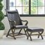 Transitional Rustic Gray Leather Accent Chair with Wood Detail