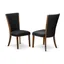 Walnut Wood Parsons Side Chair with Black Linen Upholstery