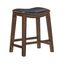 26" Black Saddle Style Wood Counter Stool with Faux Leather