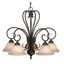 Homestead Transitional 5-Light Chandelier in Rubbed Bronze with Tea Stone Glass