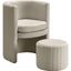 Elegant Cream Velvet Barrel Accent Chair with Ottoman