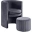 Elegant Gray Velvet Barrel Accent Chair and Ottoman Set