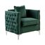 Green Velvet Button Tufted Chair with Nailhead Trim