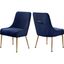 Navy Velvet Parsons Dining Chair with Gold Trim, Set of 2