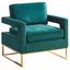 Noah Green Velvet Accent Chair with Gold Base