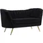 Elegant Black Velvet Tufted Loveseat with Gold Metal Legs