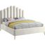 Queen Cream Velvet Tufted Upholstered Metal Frame Bed