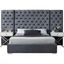 Grande Grey Velvet Upholstered Queen Bed with Tufted Headboard