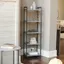 Gray Concrete and Black Metal 5-Shelf Narrow Bookshelf