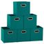 Aqua Foldable Fabric Storage Cube Bins, Set of 6